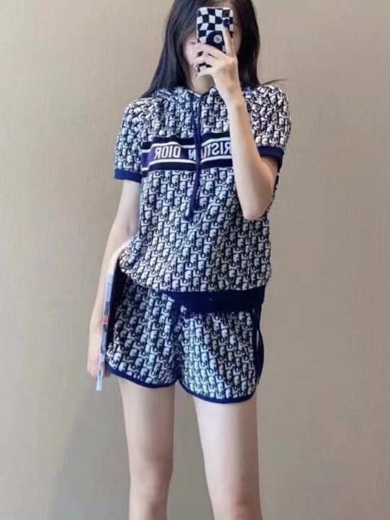 Dior Tops - Authentic Dior Blue Oblique Monogram Hoodie and Short set